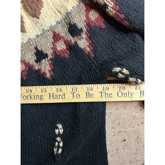 Vintage St. John’s Bay Henley Sweater Small Black Acorn Tree Forest Scene - Picture 5 of 7